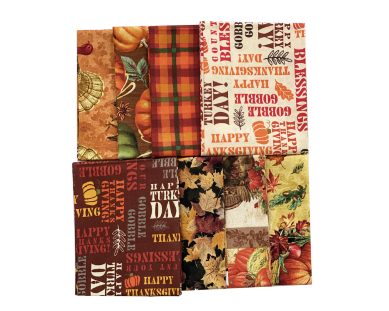 Thanksgiving 8-Piece Cotton Fabric Fat Quarter Bundle | Sewing | Crafting | Quilting